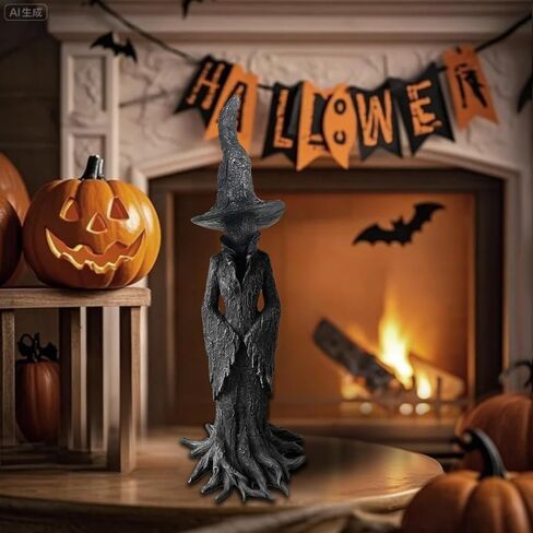 Halloween Witch Statue - 7.28 Inch Hand-Painted Gothic Figurine, Resin Witch Figurine Dark Fantasy Figurines Halloweens Indoor Decorations in Saudi Arabia
