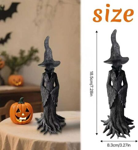 Halloween Witch Statue - 7.28 Inch Hand-Painted Gothic Figurine, Resin Witch Figurine Dark Fantasy Figurines Halloweens Indoor Decorations in Saudi Arabia
