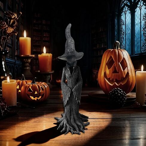 Halloween Witch Statue - 7.28 Inch Hand-Painted Gothic Figurine, Resin Witch Figurine Dark Fantasy Figurines Halloweens Indoor Decorations in Saudi Arabia