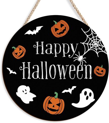 Pigort Halloween Decor Front Door Halloween Outdoor Decorations Pumpkin Boo Halloween Door Sign Wall Sign Plaque for Party halloween Wreath 12x12inch (Boo) in Saudi Arabia