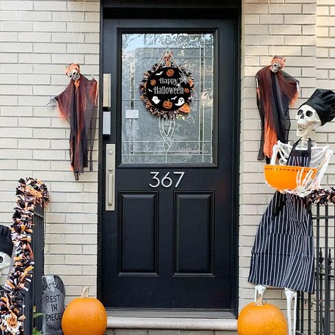 Pigort Halloween Decor Front Door Halloween Outdoor Decorations Pumpkin Boo Halloween Door Sign Wall Sign Plaque for Party halloween Wreath 12x12inch (Boo) in Saudi Arabia