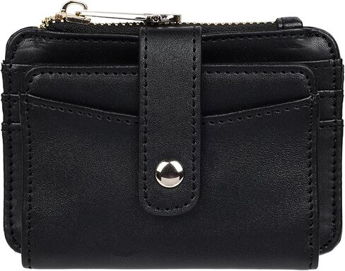 True Religion Tab Bifold Wallet, Compact Snap Closure with Card Slots and ID Window, Black in Saudi Arabia