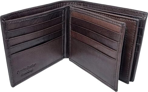 BiFold RFID Mens Leather Wallet With 2 ID Windows, 16 Credit Card Slots, 4 Hidden Pockets, Divided Currency Compartment & Key Holder P51214 (Brown) in Saudi Arabia