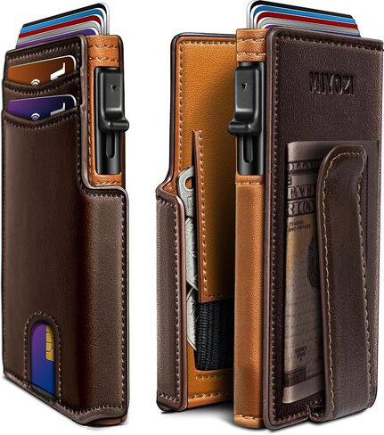 Wallet for Men with Money Clip Coins Pocket ID Window Gift Boxed,Slim Smart Front Pocket RFID Blocking Wallet Pop-up Card Holder in Magnetic Leather Flip 3.9"x 2.7" in Saudi Arabia