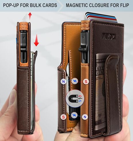 Wallet for Men with Money Clip Coins Pocket ID Window Gift Boxed,Slim Smart Front Pocket RFID Blocking Wallet Pop-up Card Holder in Magnetic Leather Flip 3.9"x 2.7" in Saudi Arabia