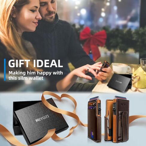 Wallet for Men with Money Clip Coins Pocket ID Window Gift Boxed,Slim Smart Front Pocket RFID Blocking Wallet Pop-up Card Holder in Magnetic Leather Flip 3.9"x 2.7" in Saudi Arabia