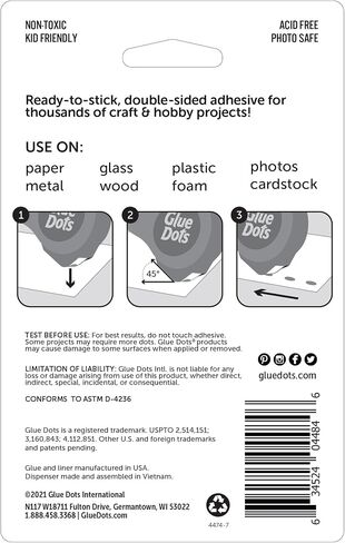 Glue Dots, Craft Dots, Double-Sided, 1/2", .5 Inch, 200 Dots, DIY Craft Glue Tape, Sticky Adhesive Glue Points, Liquid Hot Glue Alternative, Clear in Kuwait