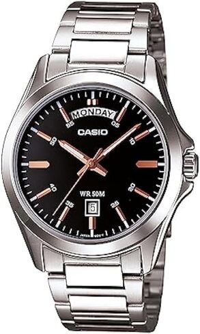 Casio Men's Silver-Tone Steel Black Dial in Saudi Arabia
