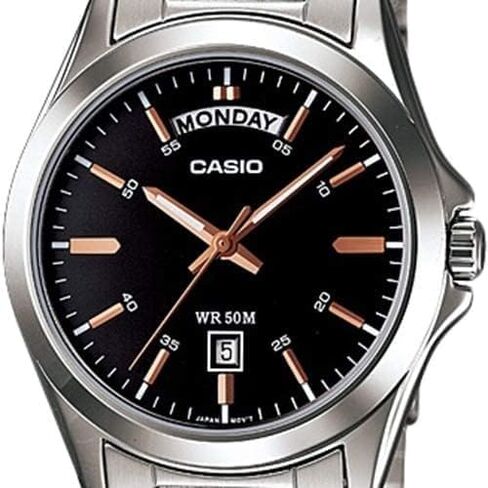Casio Men's Silver-Tone Steel Black Dial in Saudi Arabia