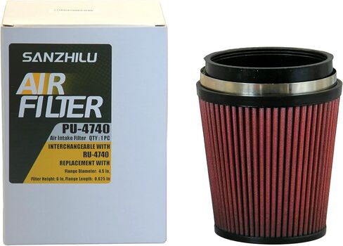 فلتر الهواء (HV) RU-4740: أداء عالي، ممتاز، قابل للغسل: قطر الحافة: 4.5 بوصة، ارتفاع الفلتر: 6 بوصة، طول الحافة: 0.625 بوصة، الشكل: مستدير مستدق in Kuwait
