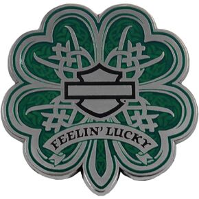 هارلي ديفيدسون 1.5 بوصة. دبوس معدني من Feelin' Lucky Clover، لمسة نهائية باللونين الأخضر والفضي in Kuwait