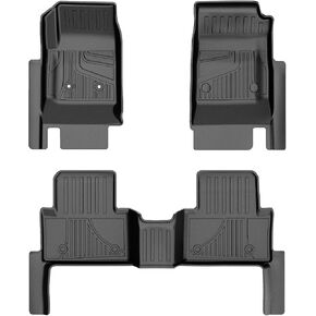 سجادات أرضية AOMSAZTO لسيارة 2019-2025 Chevy Silverado/GMC Sierra 1500، 2020-2025 2500HD / 3500HD - بطانة الصف الأول والثاني لسيارة شيفروليه سيلفرادو (تتناسب مع مساحة تخزين خلفية أسفل المقعد ومقعد الصف الأول) in Saudi Arabia