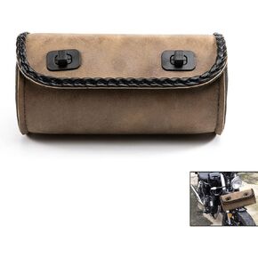 حقيبة سرج دراجة نارية صغيرة مقاس 8.26 بوصة حقيبة شوكة من جلد البولي يوريثان حقيبة أدوات المقود للدراجات النارية والدراجة الكهربائية (النمط C- أسود) in Kuwait