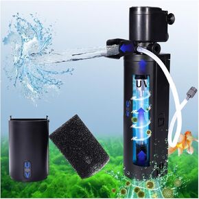 Dual-Chamber U-V Aquarium Filter, 4-in-1 Submersible Filter for 20-75 Gal Turtle Tanks, Ultra-Silent Green Clean Machine with Filtration, Wave Making & Oxygenation(FIN-A01(20-75Gal)) in Kuwait