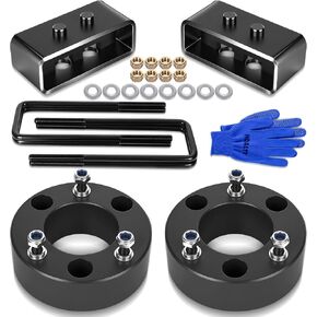 طقم رفع التسوية الأمامي والخلفي 3 بوصة لـ 2004-2024 Ford F150 2WD/4WD مجموعات تسوية الفواصل الدعامة مع فواصل سوداء ومسامير U وكتل الرفع in Kuwait