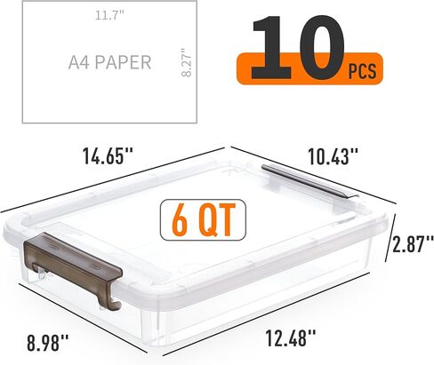 CityLife 3 PCS صناديق تخزين بلاستيكية مع أغطية مغلقة محمولة للمشروع المحمول حاويات ملفات قابلة للتكديس لتنظيم ورق A4 ، صور ، مستند ، سجل القصاصات in Kuwait