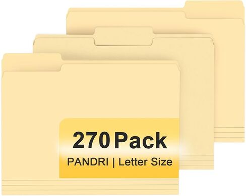 File Folder, PANDRI 270 Pack Colored File Folder, 1/3 Cut Tabs, Letter Size, Assorted 6 Colors Filing Folder for Office School Business in Kuwait