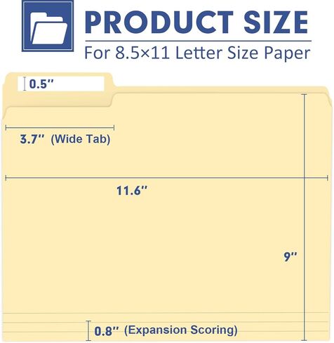 File Folder, PANDRI 270 Pack Colored File Folder, 1/3 Cut Tabs, Letter Size, Assorted 6 Colors Filing Folder for Office School Business in Kuwait
