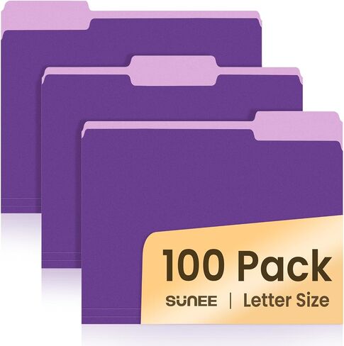 حجم مجلدات ملف Sunee حجم الحرف ألوان متنوعة ، 100 حزمة مانيلا مجلدات 8.5 × 11 1/3-cut ، مدرسة ملونة ملف in Kuwait