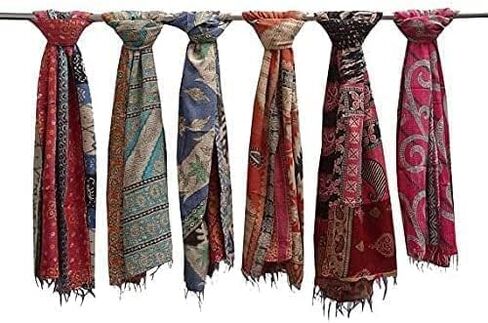 Indian Handmade Cotton Kantha Scarf Reversible Colorful Assorted Colors. Gorgeous in Saudi Arabia