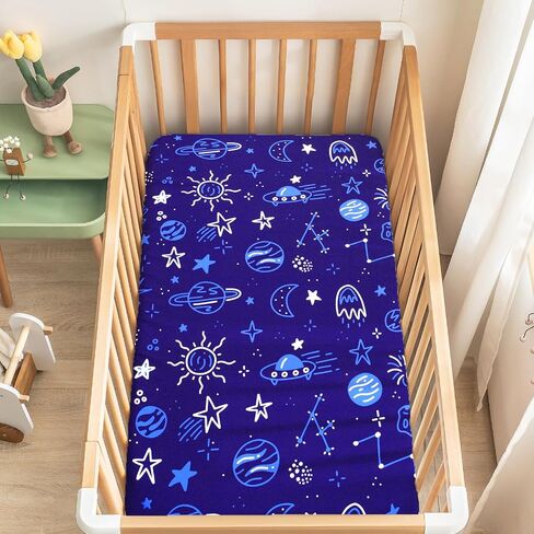 Halloween Crib Sheets, Fitted Crib Sheet with Ghosts, Skulls, Bats, Crosses, Tombstones, and Pumpkins, Measuring 52'' x 28'' to fit Standard Crib & Toddler Mattresses, Black in Saudi Arabia