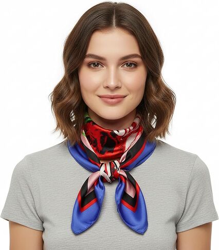 VERSACE JEANS COUTURE Periwinkle/Multi Signature Rosy Print Medium Square Scarf in Saudi Arabia
