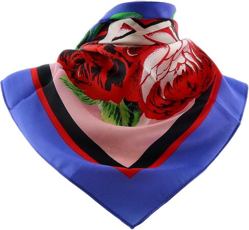 VERSACE JEANS COUTURE Periwinkle/Multi Signature Rosy Print Medium Square Scarf in Saudi Arabia