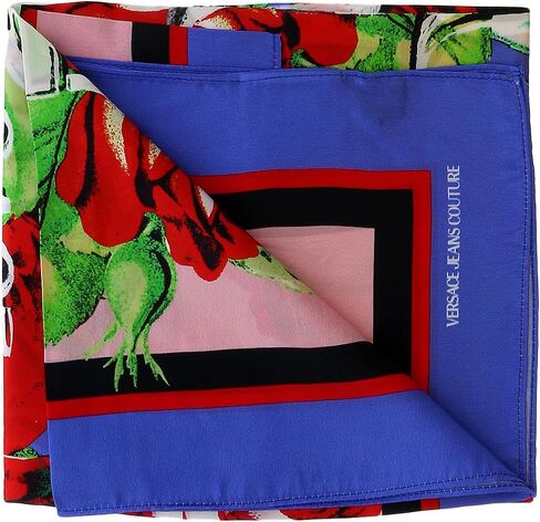 VERSACE JEANS COUTURE Periwinkle/Multi Signature Rosy Print Medium Square Scarf in Saudi Arabia