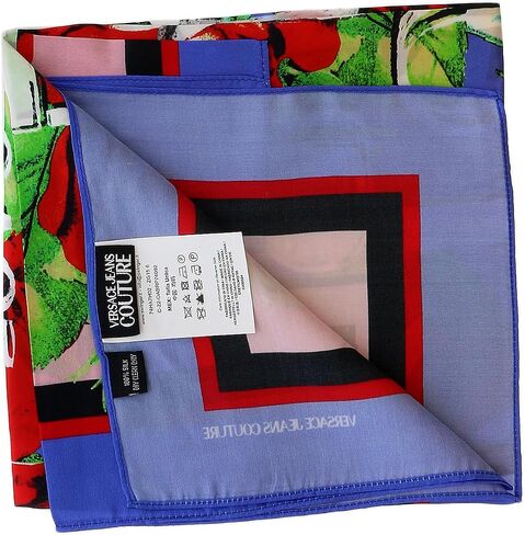 VERSACE JEANS COUTURE Periwinkle/Multi Signature Rosy Print Medium Square Scarf in Saudi Arabia