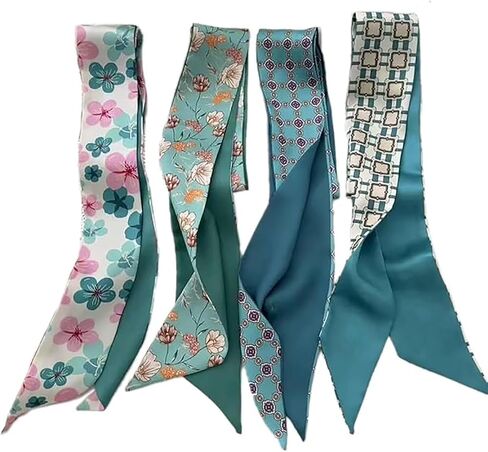 4Pcs Fashion Scarves for Women, Multifunctional Scarves Headbands Satin Scarf for Bag Hair Accessories in Saudi Arabia