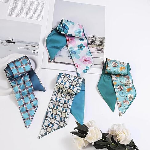 4Pcs Fashion Scarves for Women, Multifunctional Scarves Headbands Satin Scarf for Bag Hair Accessories in Saudi Arabia