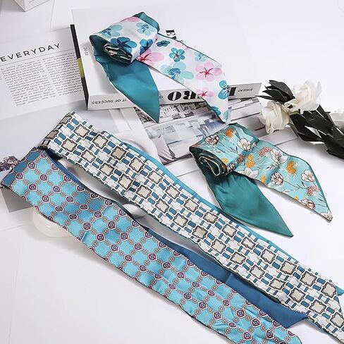 4Pcs Fashion Scarves for Women, Multifunctional Scarves Headbands Satin Scarf for Bag Hair Accessories in Saudi Arabia