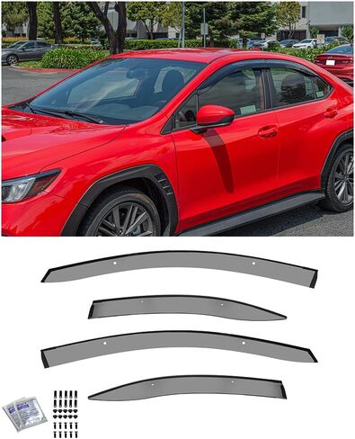 استبدال أقنعة EOS لعام 2022-الحاضر Subaru WRX JDM Mugen Clip-On Style Smoke Tint Side Vents Window Deflectors Rain Guard DWV-V267 in Saudi Arabia