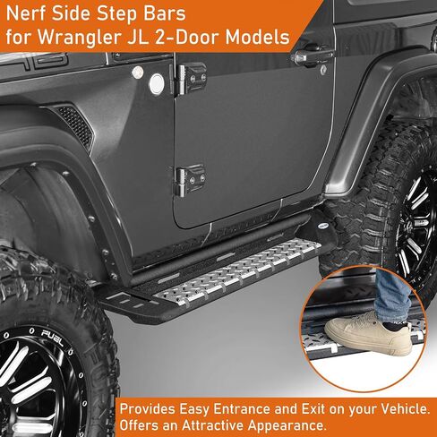 Hooke Road JL 2 Doors Running Boards Drop Side Step Bars for 2018-2025 Jeep Wrangler JL 2-Door, Non-Slip Step Rock Sliders Nerf Bar in Saudi Arabia