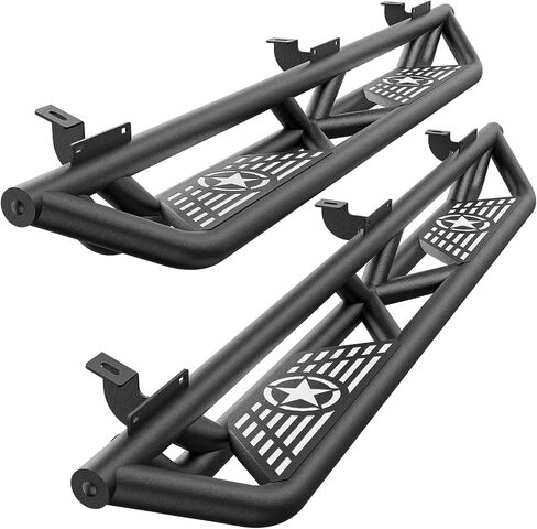 SUORTO لخطوات جانبية للوحات الجري JK متوافقة مع 2007-2018 Jeep Wrangler JK Unlimited 4 أبواب، قضبان نيرف فولاذية شديدة التحمل للطرق الوعرة، ألواح خطوة منزلق الصخور (الخماسي) in Saudi Arabia