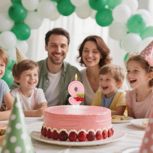 شموع كعكة عيد الميلاد بأرقام الكرز، لوازم تزيين الحفلات ذات طابع الكرز، هدايا تزيين الكيك والكب كيك (رقم 9) in Kuwait