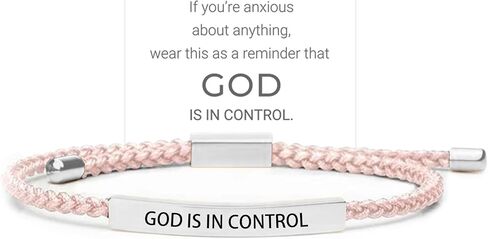 God is in Control Tube Bracelet for Women Men, Handmade Braided Adjustable Inspirational Bracelets Stainless Steel Christian aith Jewelry for Christmas Birthday Gifts in Saudi Arabia