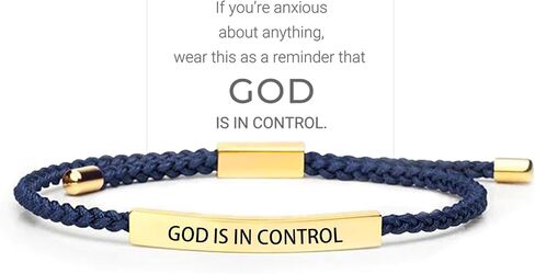 God is in Control Tube Bracelet for Women Men, Handmade Braided Adjustable Inspirational Bracelets Stainless Steel Christian aith Jewelry for Christmas Birthday Gifts in Saudi Arabia