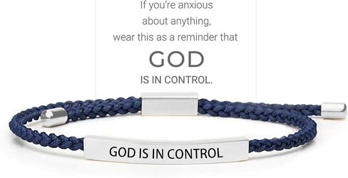 God is in Control Tube Bracelet for Women Men, Handmade Braided Adjustable Inspirational Bracelets Stainless Steel Christian aith Jewelry for Christmas Birthday Gifts in Saudi Arabia
