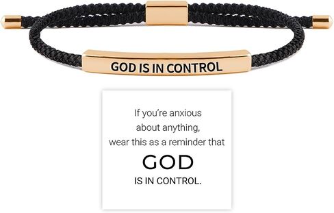 God is in Control Tube Bracelet for Women Men, Handmade Braided Adjustable Inspirational Bracelets Stainless Steel Christian aith Jewelry for Christmas Birthday Gifts in Saudi Arabia