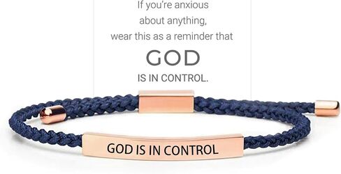 God is in Control Tube Bracelet for Women Men, Handmade Braided Adjustable Inspirational Bracelets Stainless Steel Christian aith Jewelry for Christmas Birthday Gifts in Saudi Arabia