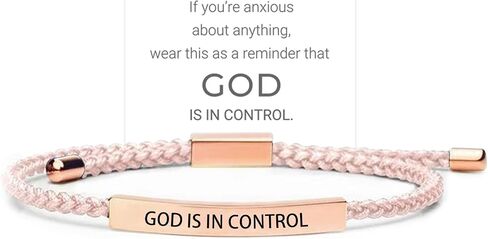 God is in Control Tube Bracelet for Women Men, Handmade Braided Adjustable Inspirational Bracelets Stainless Steel Christian aith Jewelry for Christmas Birthday Gifts in Saudi Arabia