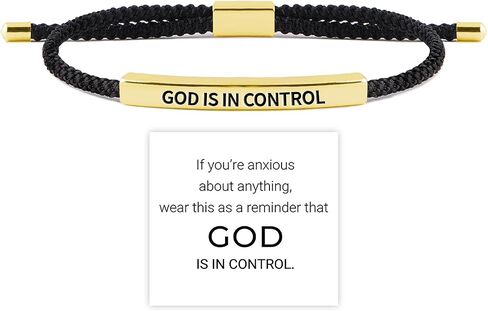 God is in Control Tube Bracelet for Women Men, Handmade Braided Adjustable Inspirational Bracelets Stainless Steel Christian aith Jewelry for Christmas Birthday Gifts in Saudi Arabia