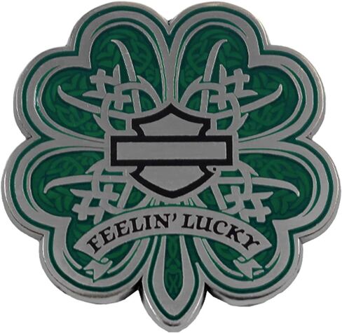 هارلي ديفيدسون 1.5 بوصة. دبوس معدني من Feelin' Lucky Clover، لمسة نهائية باللونين الأخضر والفضي in Kuwait