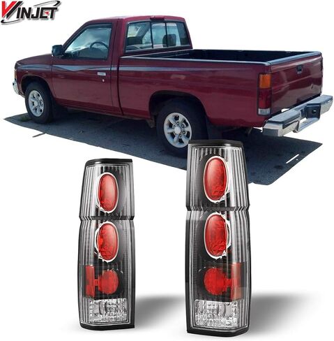 Winjet Tail Lights for For Nissan 1986-1994 Hardbody D21 SE / 1986-1989 1994 XE, 1995-1997 Pickup SE XE Lamp Taillights Assembly Driver and Passenger Side (Matte Black Housing/Clear Lens) in Saudi Arabia