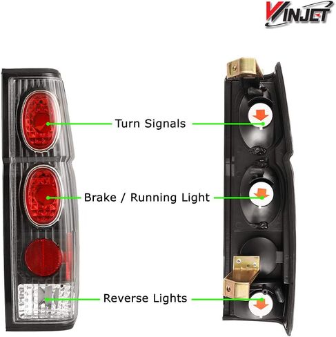 Winjet Tail Lights for For Nissan 1986-1994 Hardbody D21 SE / 1986-1989 1994 XE, 1995-1997 Pickup SE XE Lamp Taillights Assembly Driver and Passenger Side (Matte Black Housing/Clear Lens) in Saudi Arabia