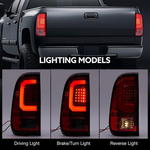 LED Tail Lights Compatible for 2008-2016 Ford F250 F350 F450 Super Duty, Smoked Lens White C-Type Tube Rear Brake Lamps OE Replace FO2800208 FO2801208 in Kuwait