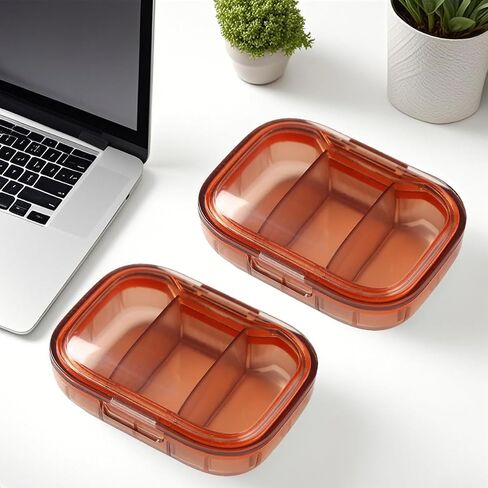 2 Pack Portable Pill Organizer with 3 Compartments - Compact Travel Medicine Storage Box for Daily Medication in Saudi Arabia