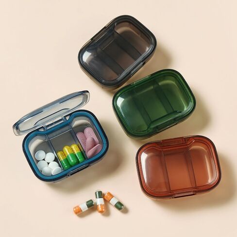 2 Pack Portable Pill Organizer with 3 Compartments - Compact Travel Medicine Storage Box for Daily Medication in Saudi Arabia