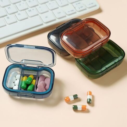 2 Pack Portable Pill Organizer with 3 Compartments - Compact Travel Medicine Storage Box for Daily Medication in Saudi Arabia